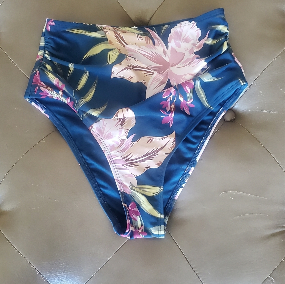 Womens High Waisted Flowered Bikini Bottoms Size XS